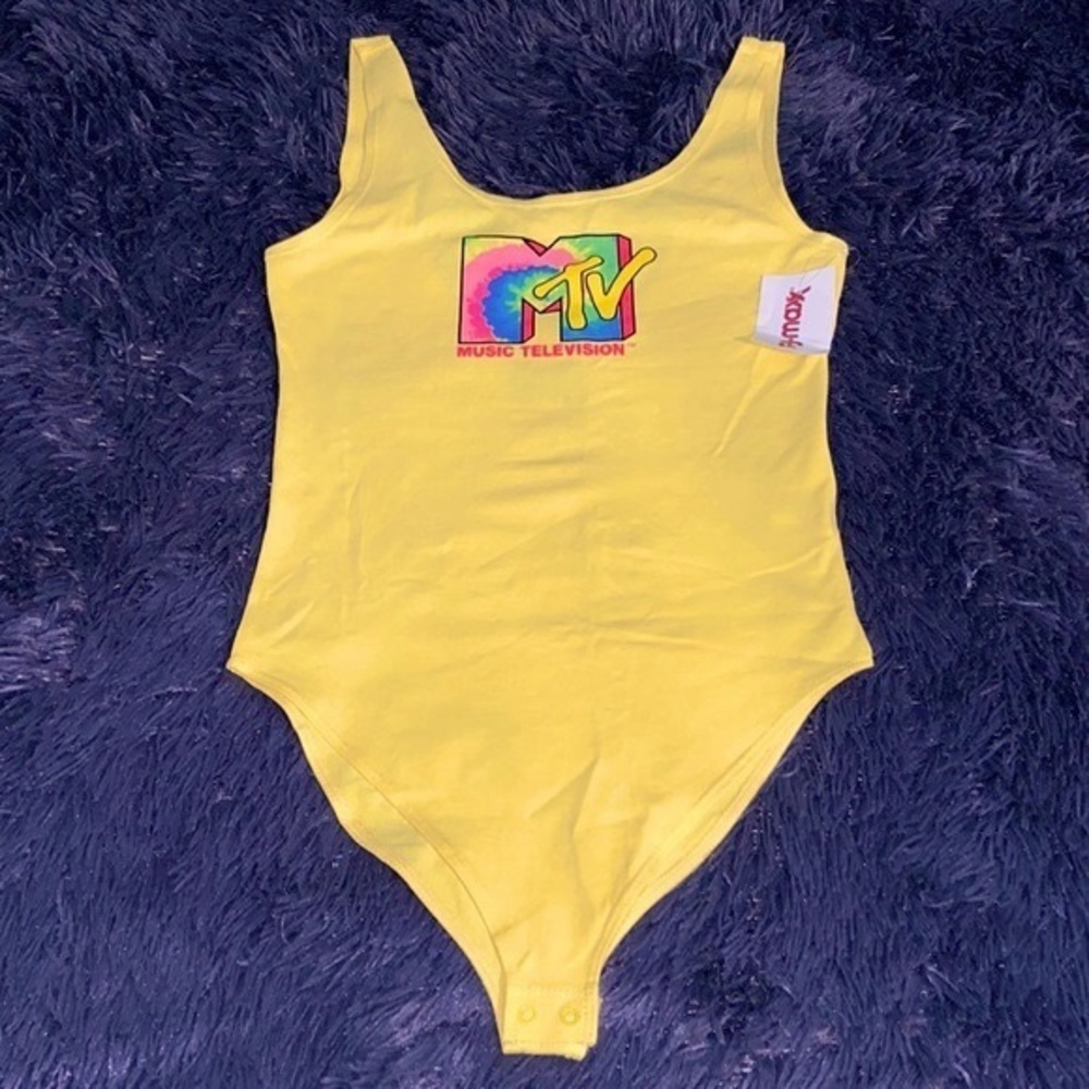 Yellow MTV Logo Bodysuit